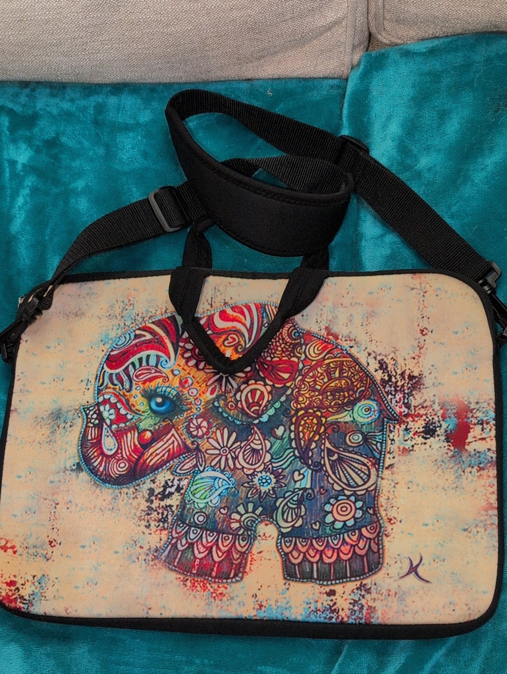 Colorful Paisley Elephant Laptop Bag